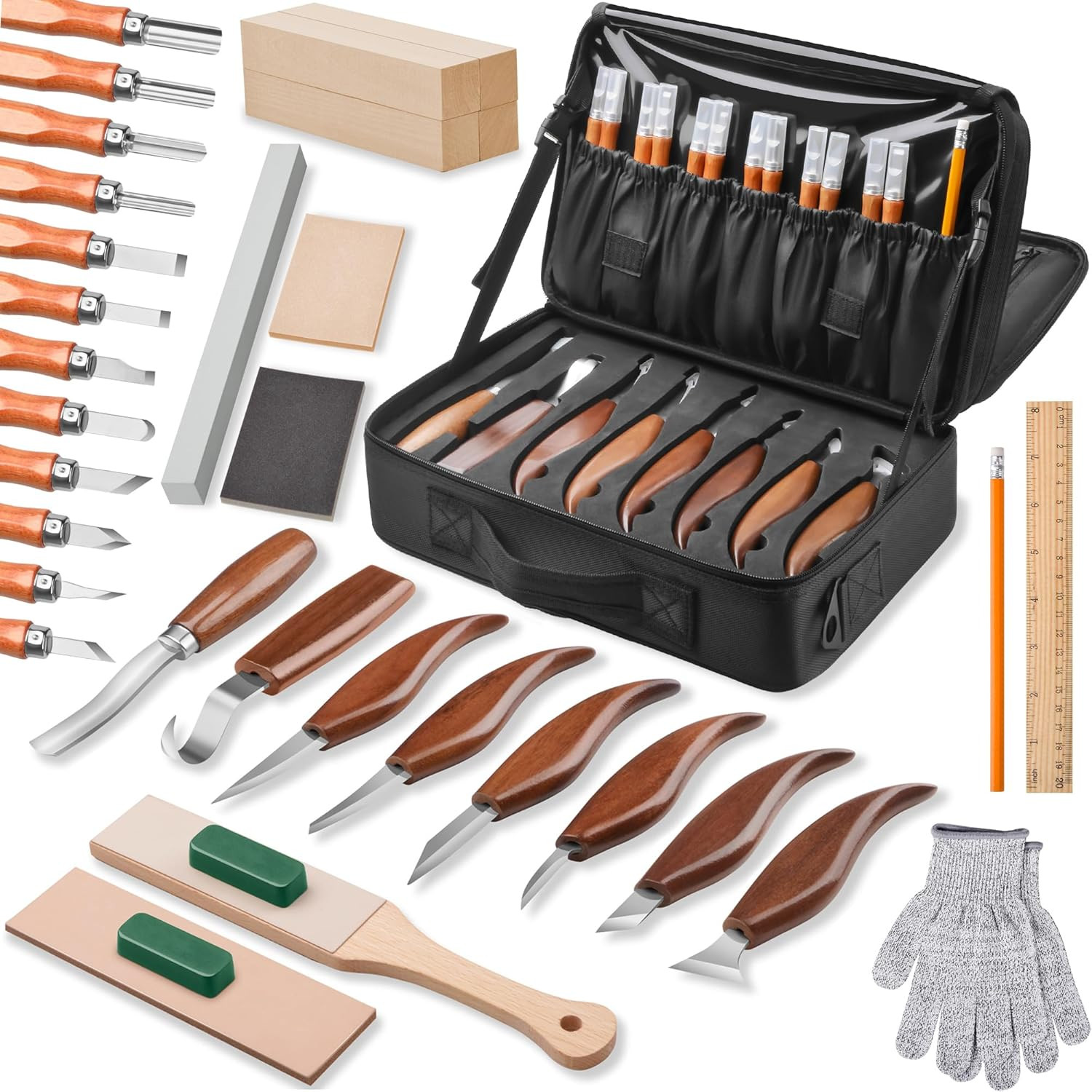 Wood Carving Kit,35-In-1 Wood Whittling Kit for Beginners,Whittling Knife Set Wh