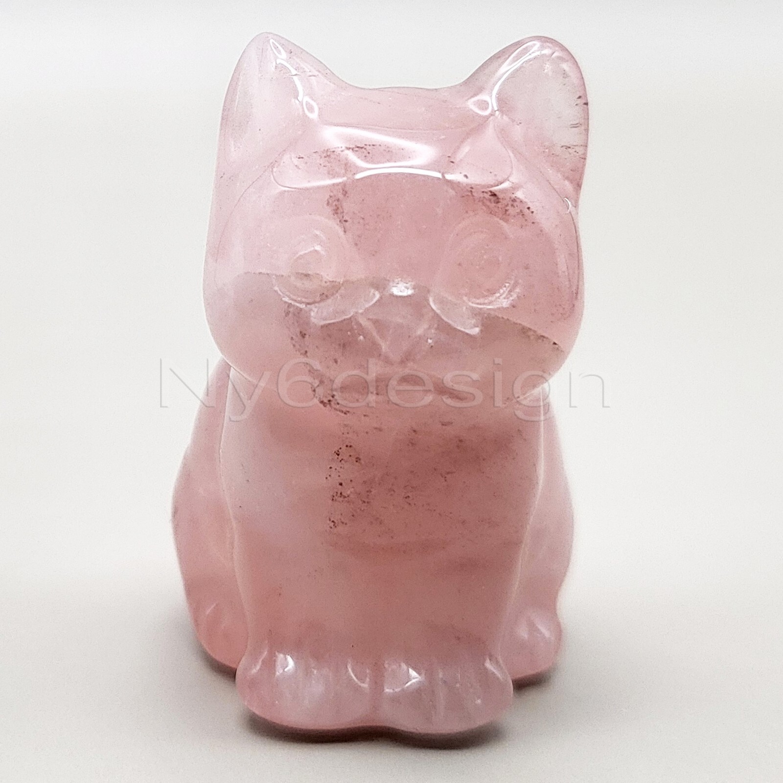 Rose Quartz Cat Crystal Stone, Natural Healing Stone, Cute Cat Figurine.
