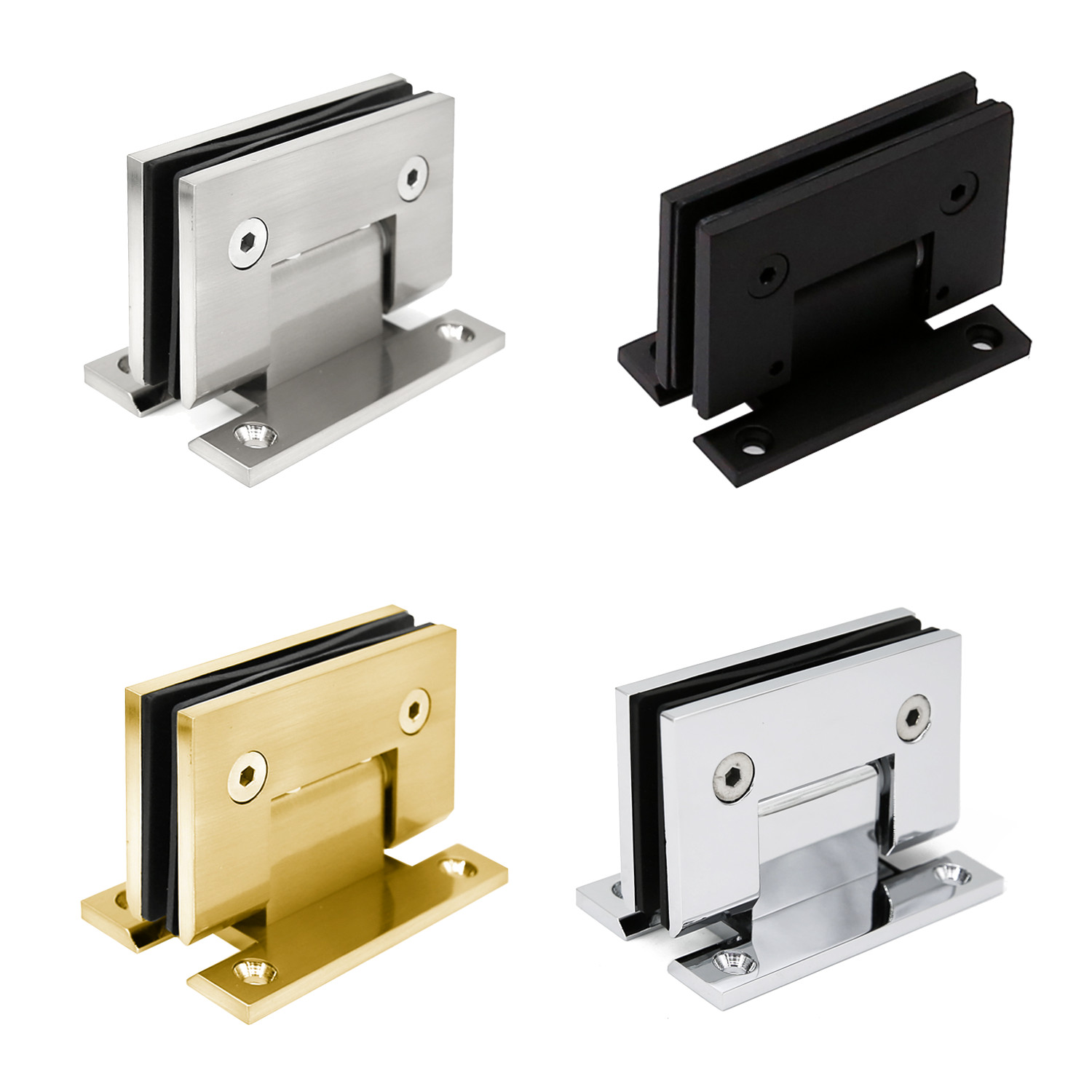 90° Geneva H Type Base Wall to Glass Shower Door Hinge for 3/8- 1/2” Thick Glass