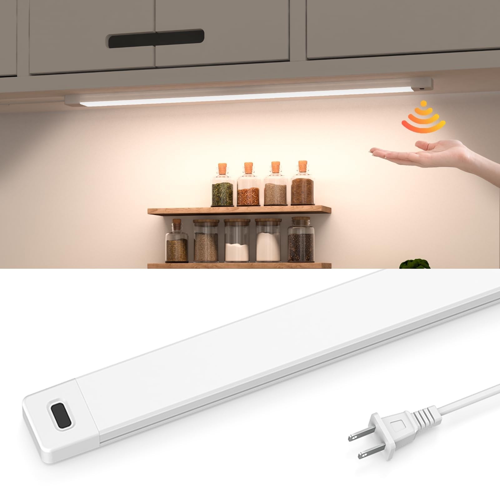 MYPLUS 16 Inch Under Cabinet Lights with Hand Wave, Under Counter Lighting 40...