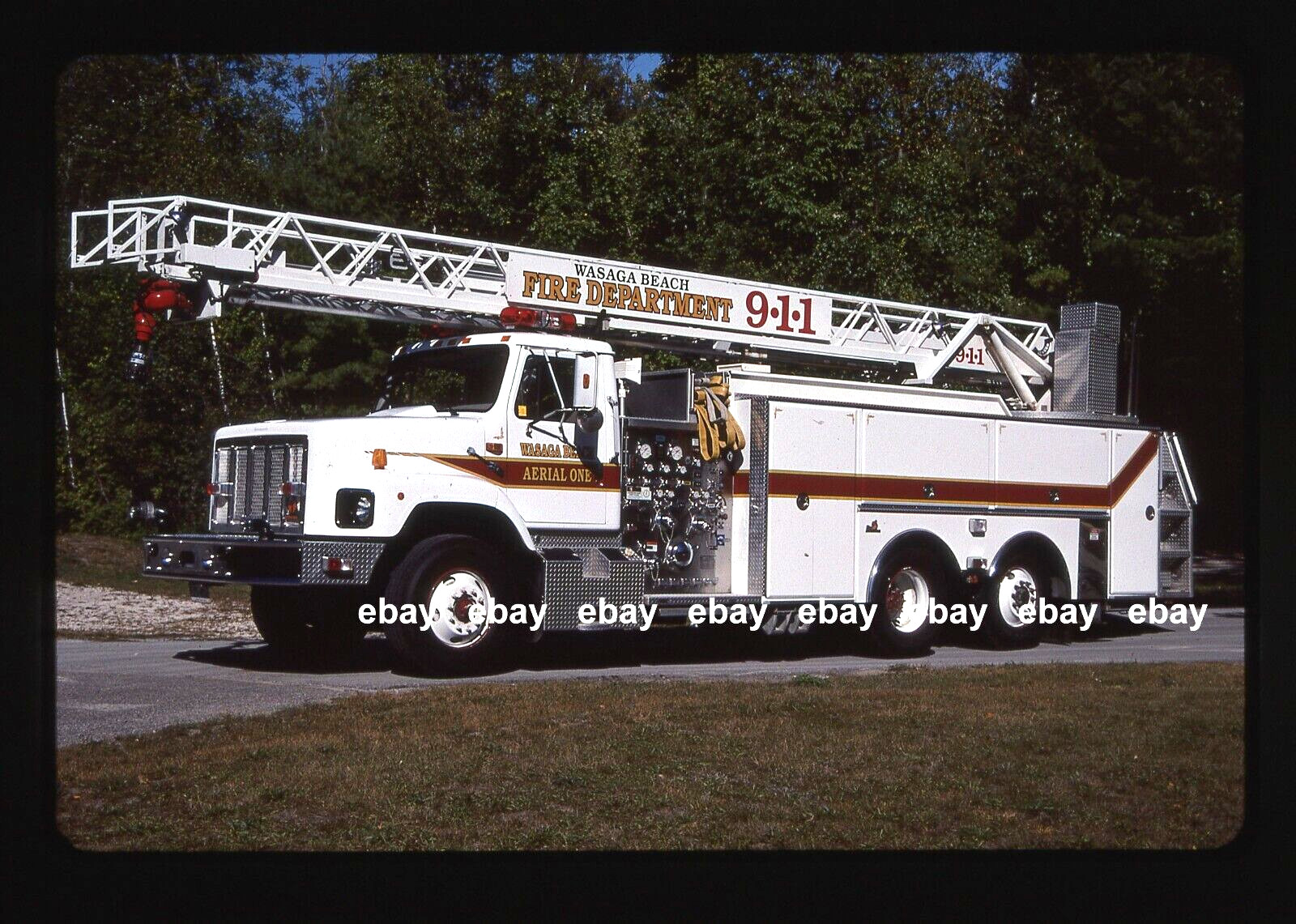 Wasaga Beach Ontario 1997 International Ferrara 65' Aerial Fire Apparatus Slide