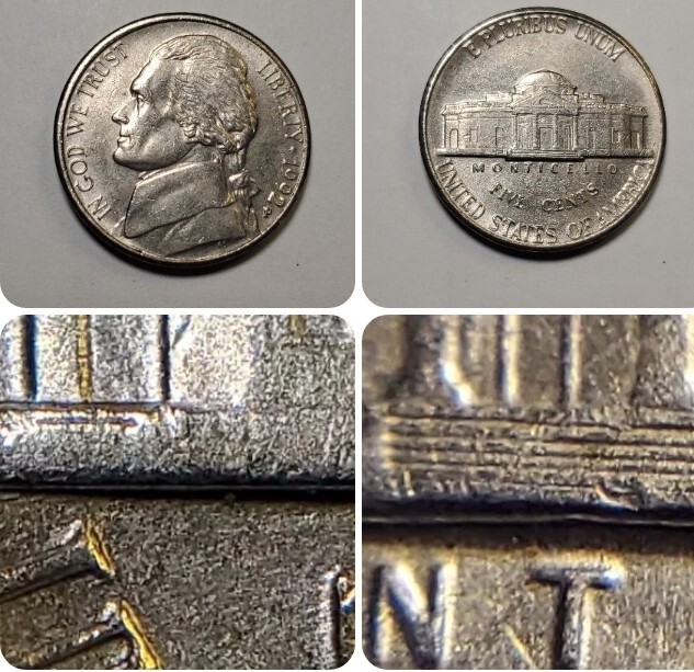 1992 P Machine Doubling On Monticello Jefferson Nickel#73