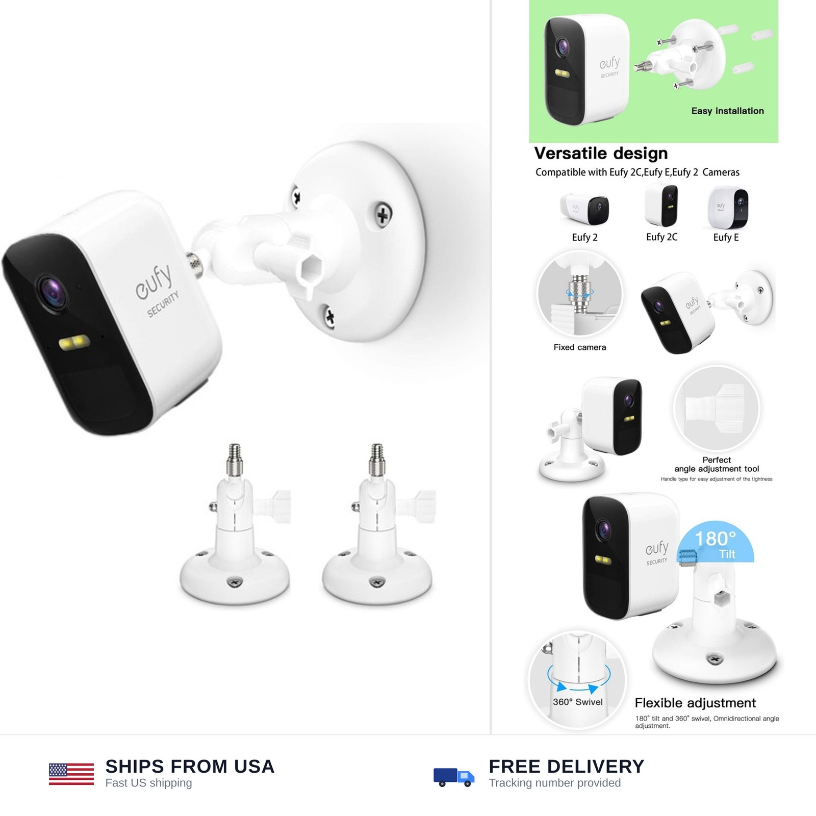 Adjustment Wall Mount Holder Compatible with Eufycam 2,eufyCam 2C/2C Pro, 2/2...
