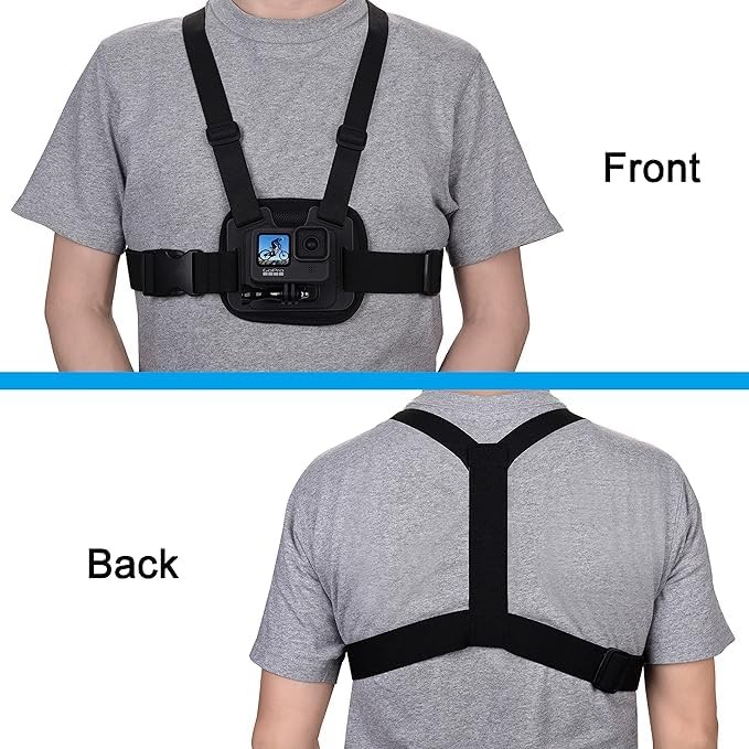 Suptig Chest Mount, Adjustable Strap, Breathable adjustable size, Black