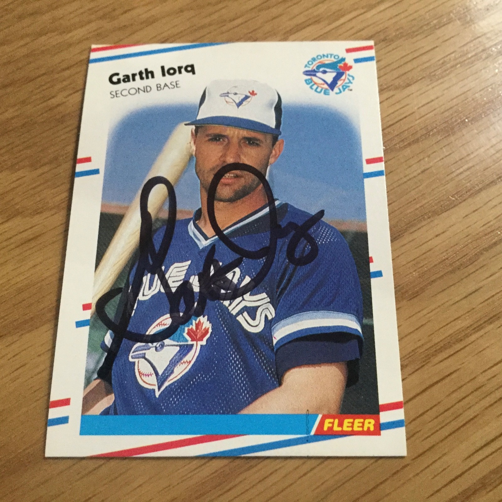 1988 Fleer Garth Iorg Autographed Signed Baseball Card Toronto Blue Jays # 113