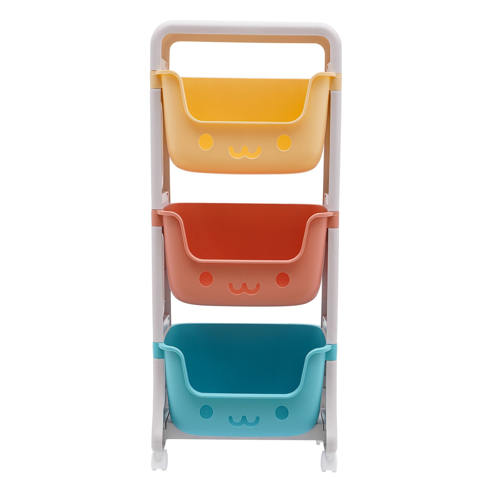 Storage Organizer, 3-Tier Stackable Rolling Cart, Storage Bins Organizer+Wheels