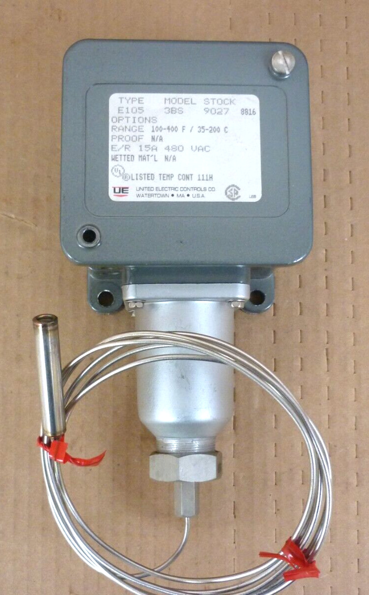 350-640F Range Capillary Thermostat Temperature Control Unit, P/N E105-3BS