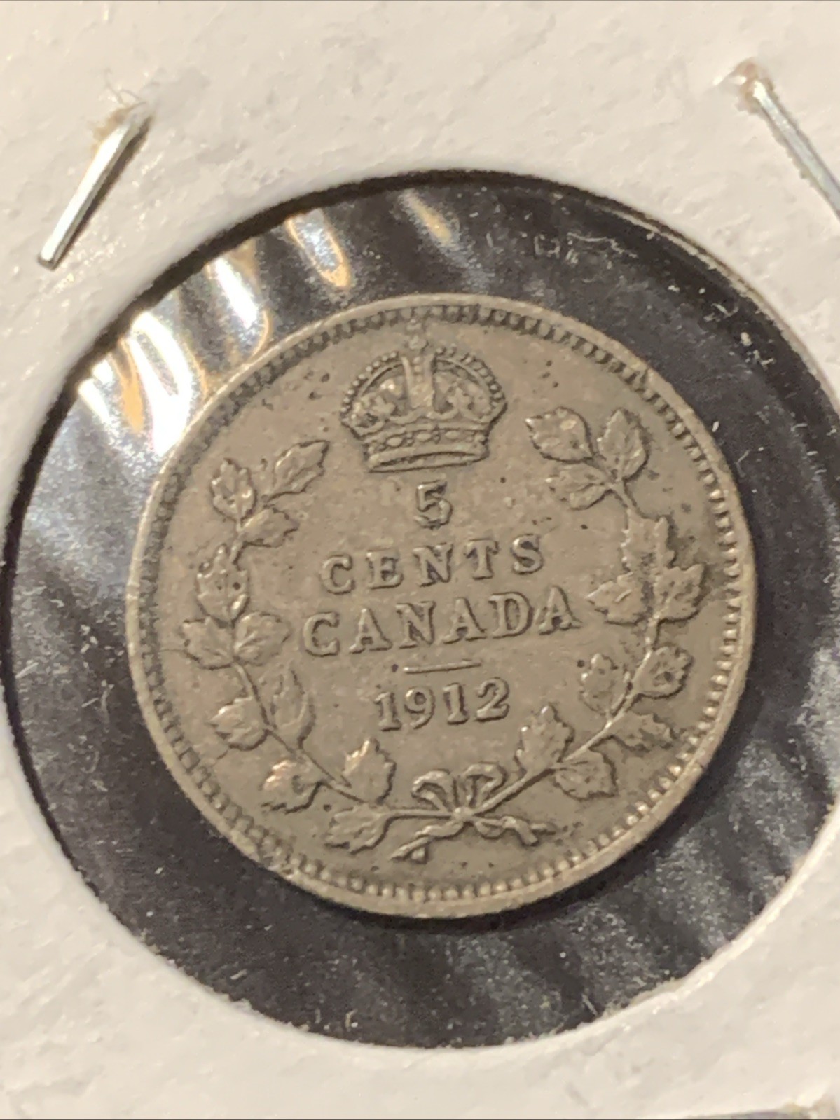 1912 Canada 5 Cents Silver Coin - High Grade -