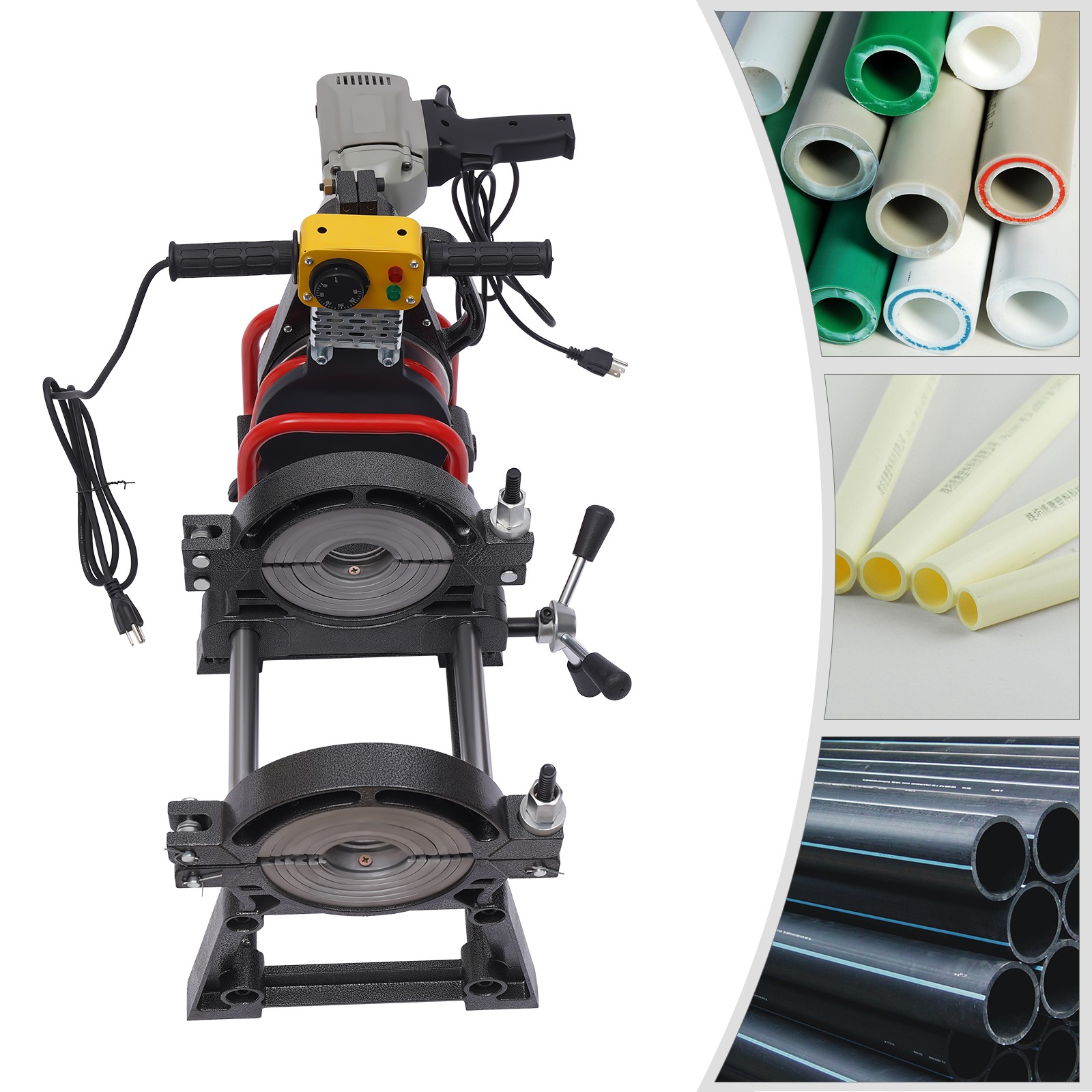 Pipe Fusion Welder 2 Clamps 63-200MM Manual PP PE HDPE Pipe Welding Machine 110V