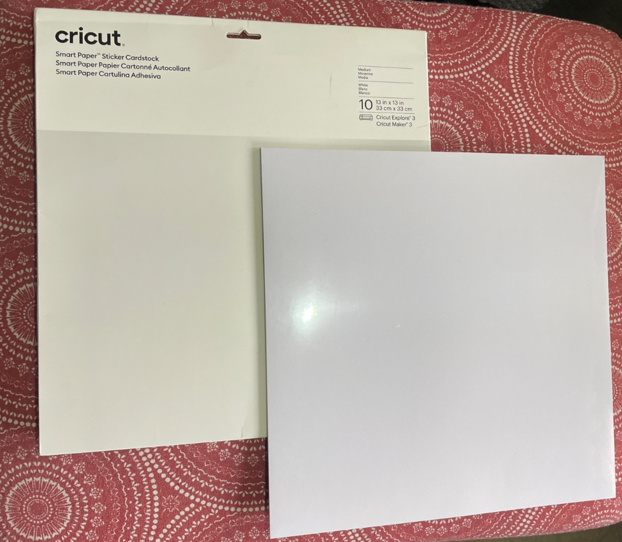Cricut Smart Paper Sticker Cardstock - 10 Sheets - 13in x 13in - Adhesive Paper