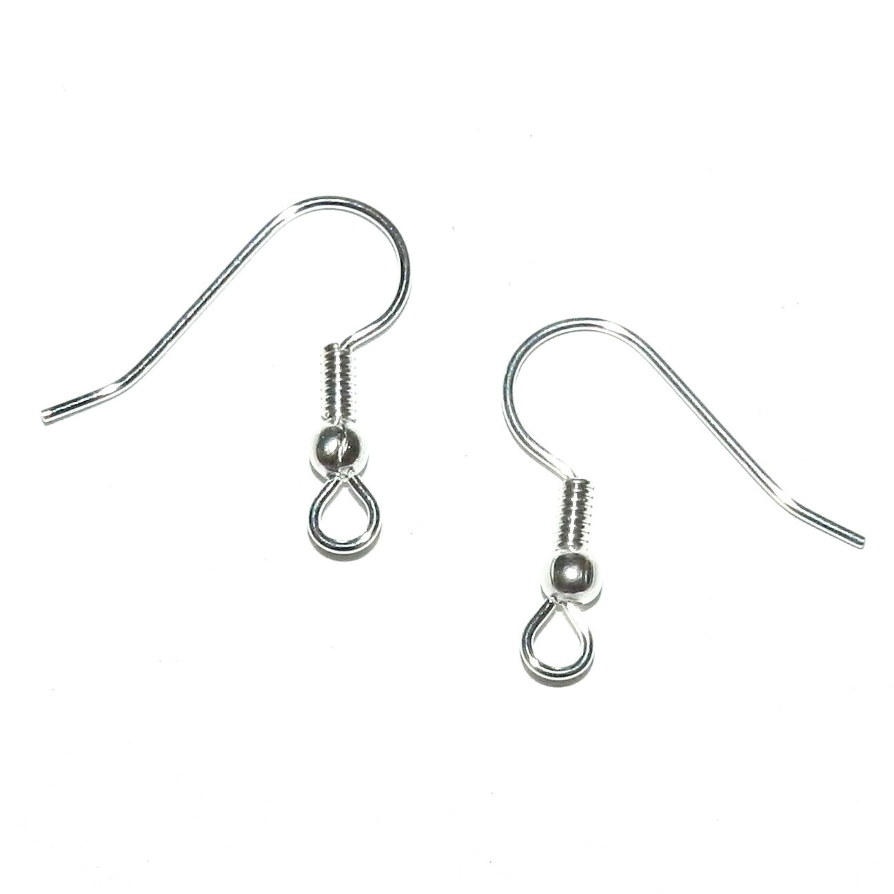 M786 Silver Ball & Coil 1" Fishhook Wire Brass Earring Component 60pc
