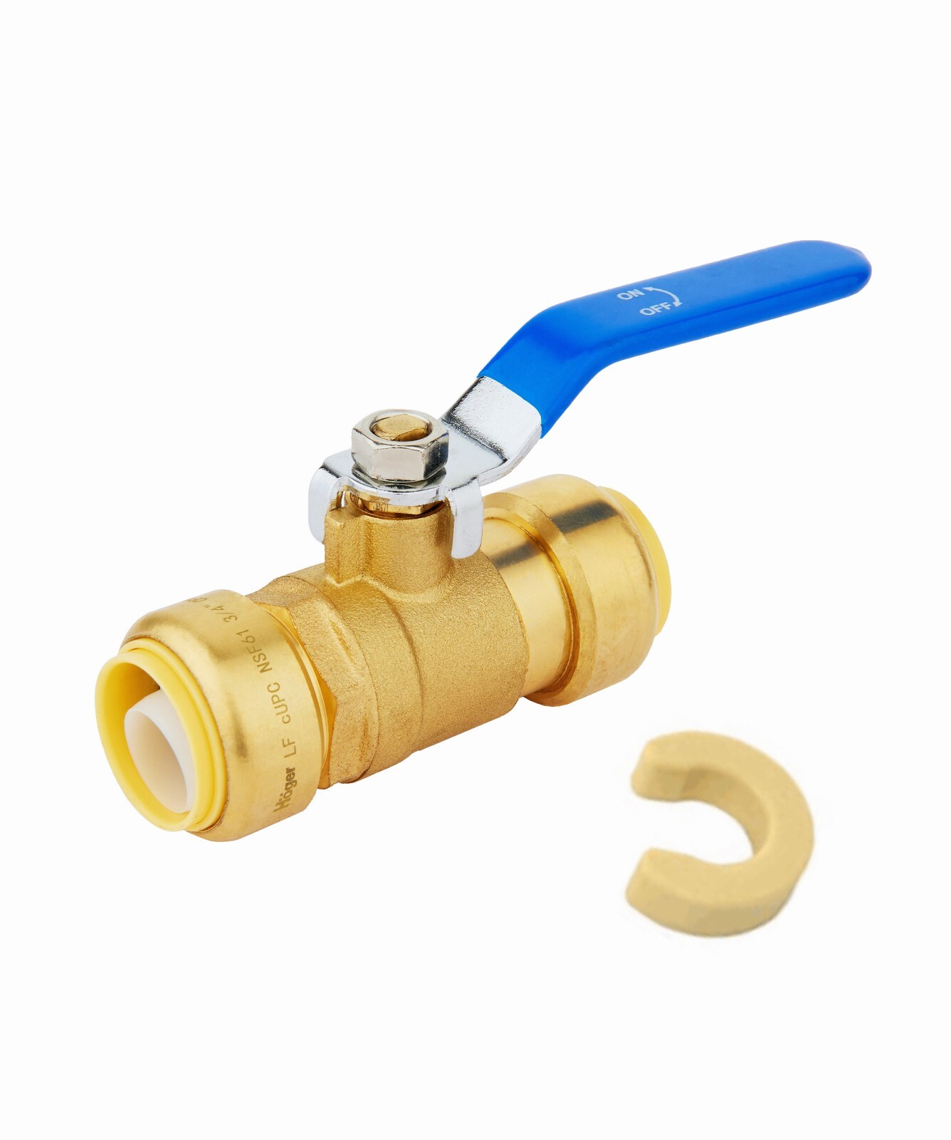 EFEILD 1-inch Push Fit Brass Full Port Ball Valve  &Clip, Blue,  Lead Free