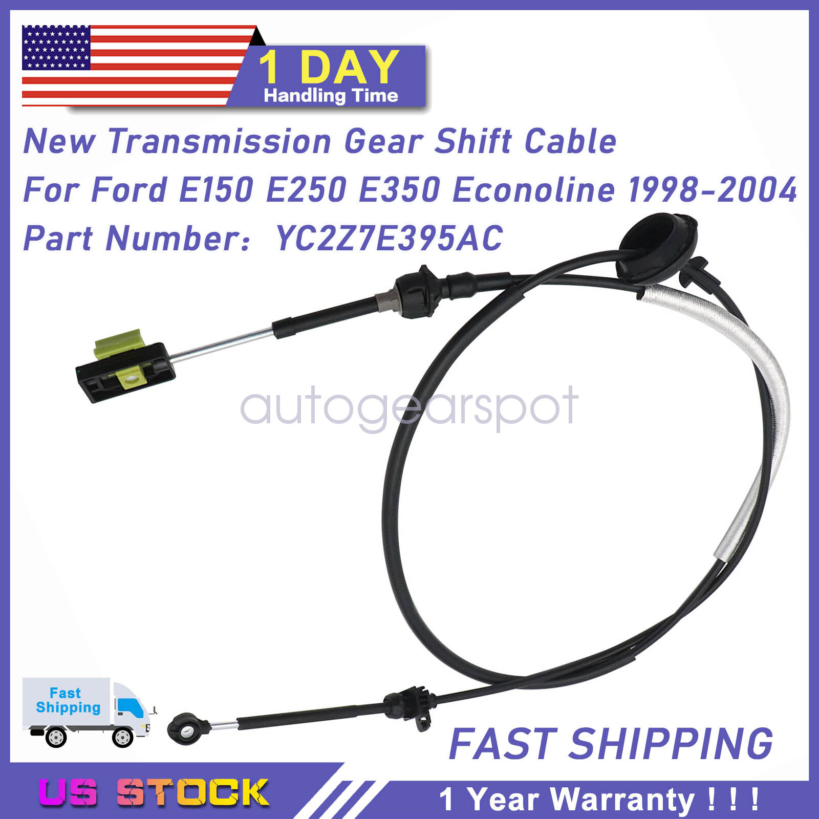 YC2Z7E395AC Transmission Shift Cable For Ford E150/250/350 Econoline 1998-2004