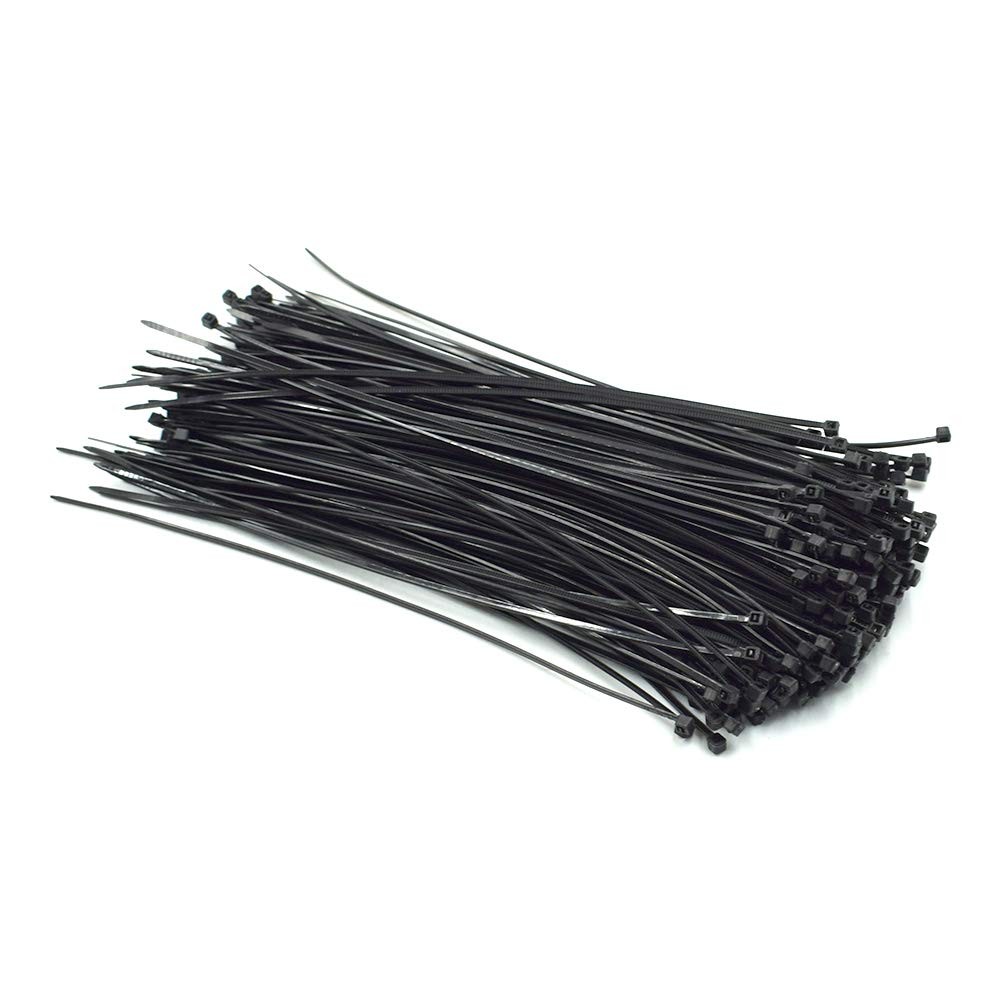 200 PCS 3x200mm Black MultiPurpose Nylon Zip Tie Self Locking Cable Ties