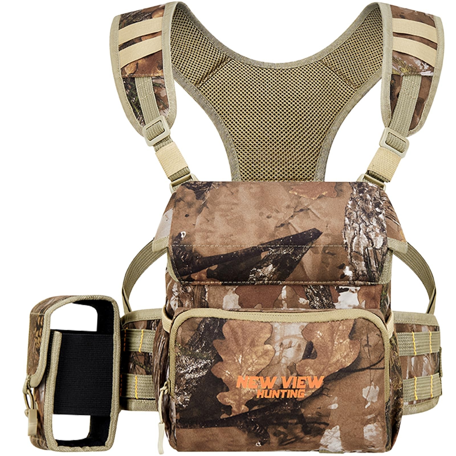 NEW VIEW Binocular Harness Chest Pack, Bino Case with Medium, Camo Quiet