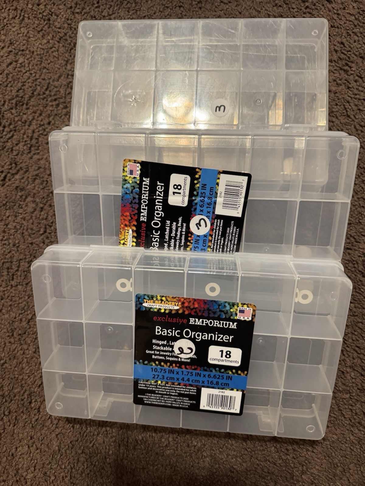 Storage Containers For DIY Beads-Set Of Three