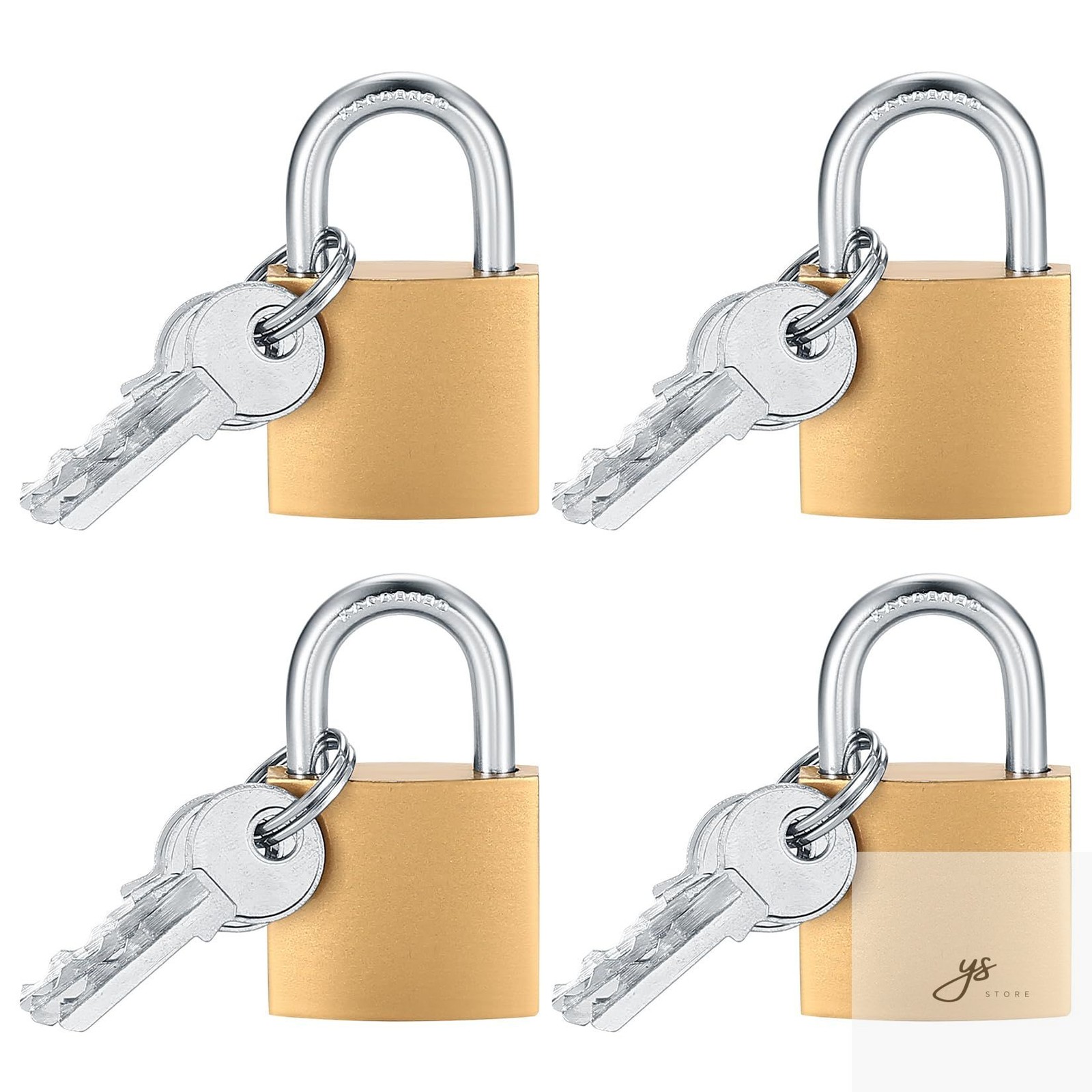 4 Pcs Small Keyed Padlocks with Keys, Pad Locks,Solid Brass Padlock with Key, Lo