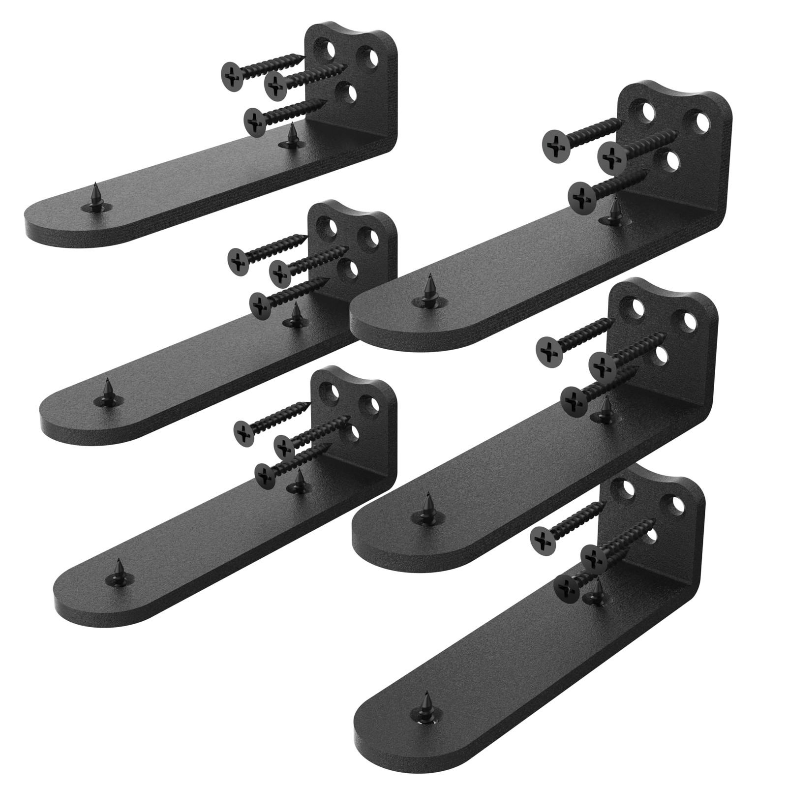 6 Inch Black Heavy Duty Floating Shelf Bracket 3Hole Mount 1/5 Thick 6 PCS