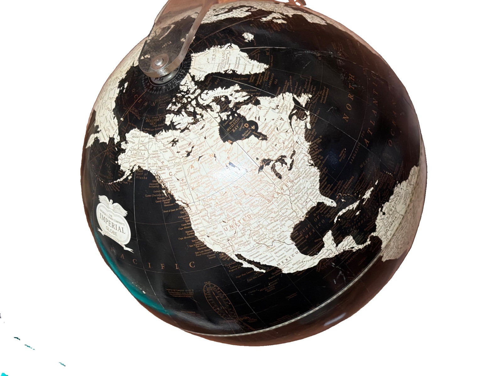 Vintage Crams Imperial World Globe Black Lucite Stand 12” MCM