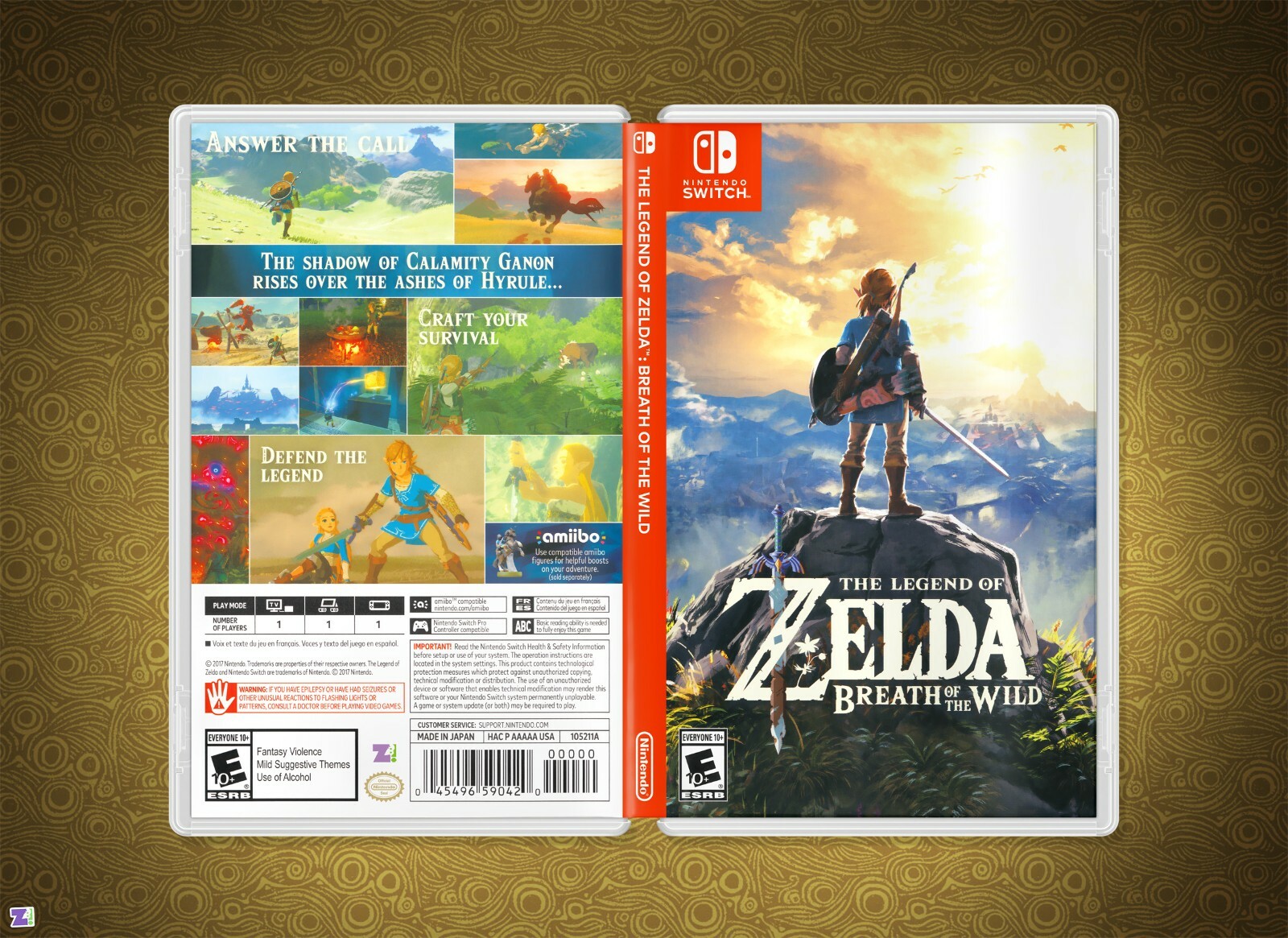 The Legend of Zelda Breath of the Wild COVER Art: Insert & Case -Nintendo Switch