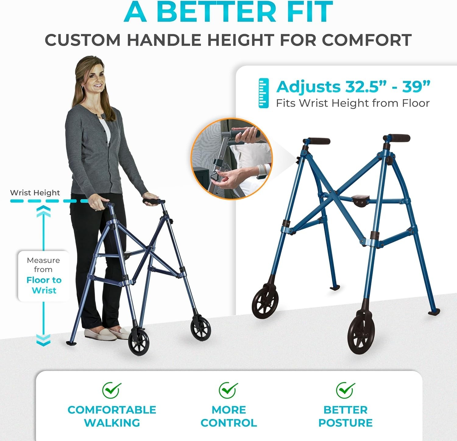 Space Saver Walker, Lightweight Folding Rolling Mobility Aid for Seniors & Ad...