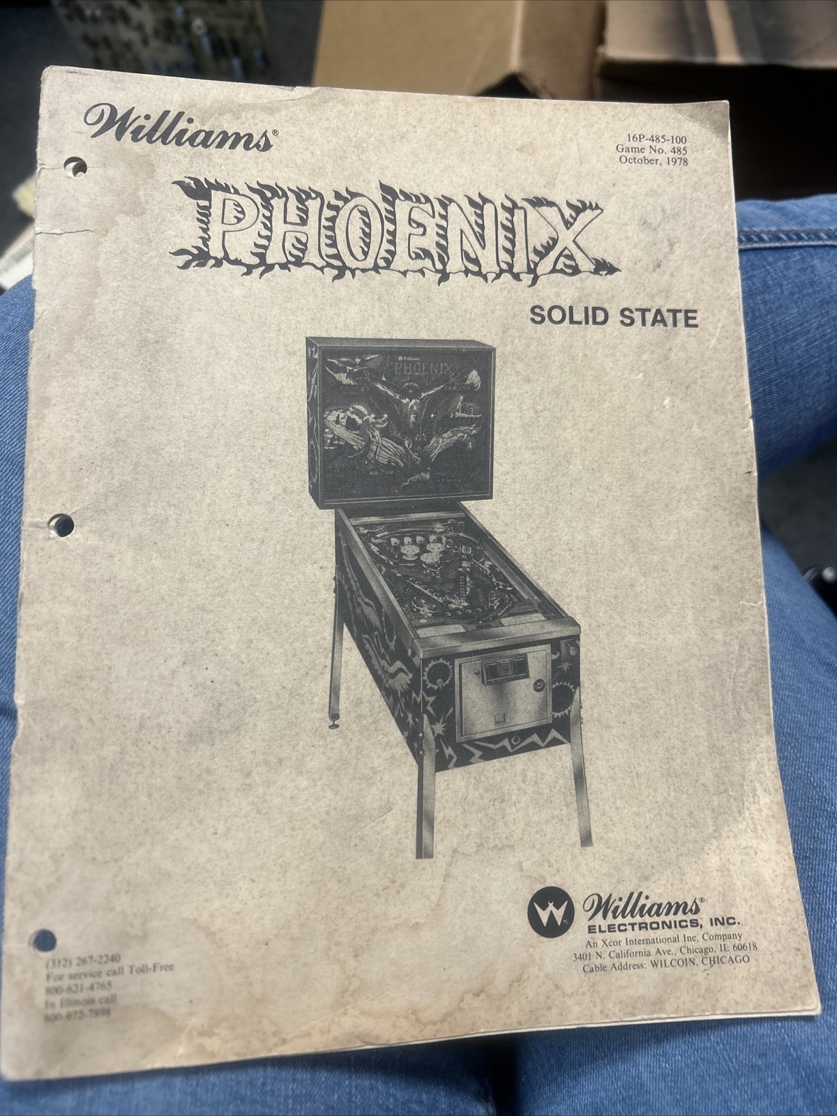 Williams PHOENIX Pinball Machine Manual - good used original