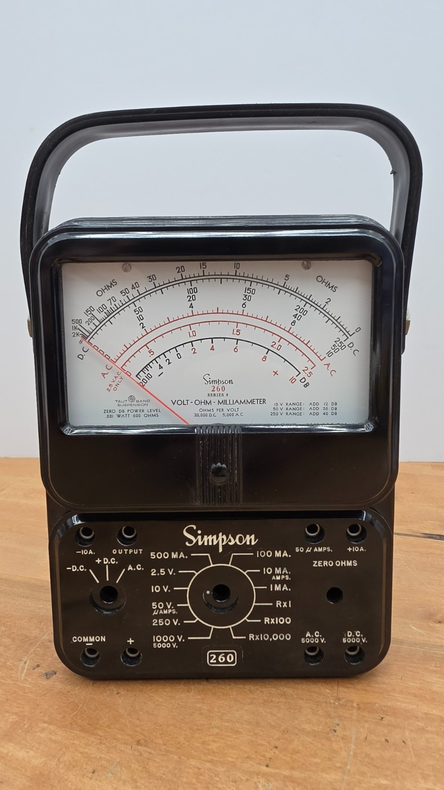 Vintage Simpson 260 Volt Ohm Milliammeter - Missing knobs