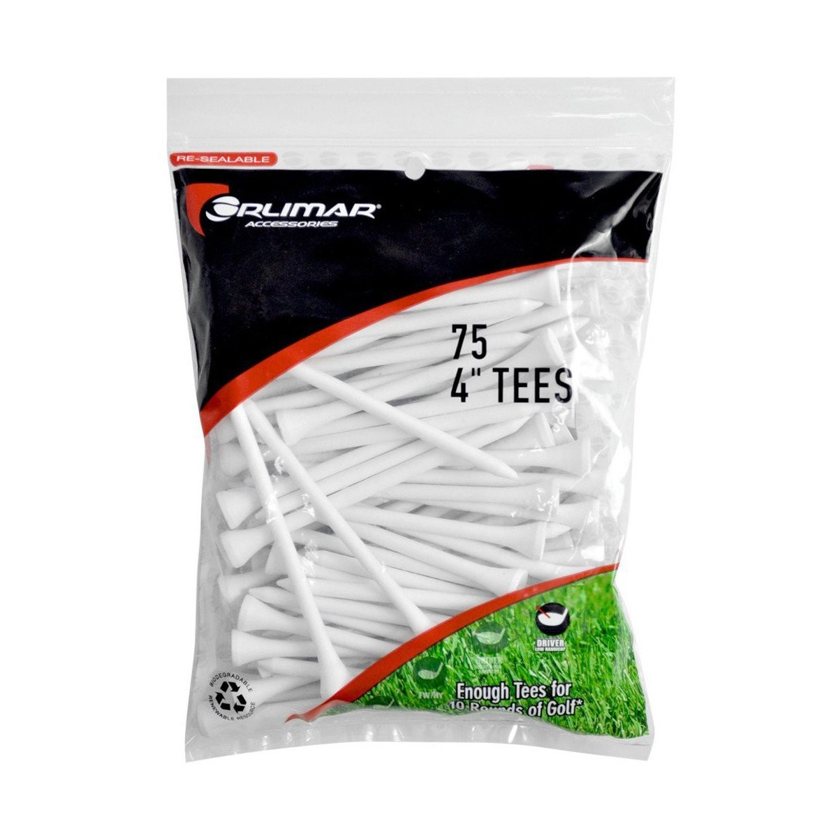 4-Inch Tall Extra Long Wood Driver Golf Tees White 75-Pack