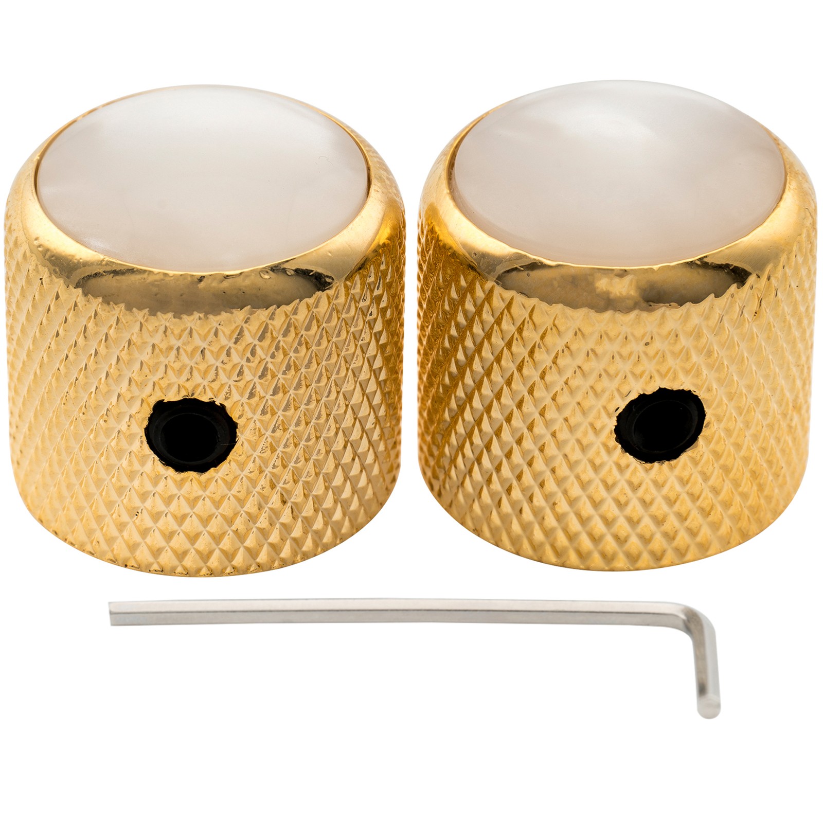 Musiclily Pro 2Pcs Gold 1/4 Inch Steel Mother of Pearl Top Dome Guitar Knobs Set