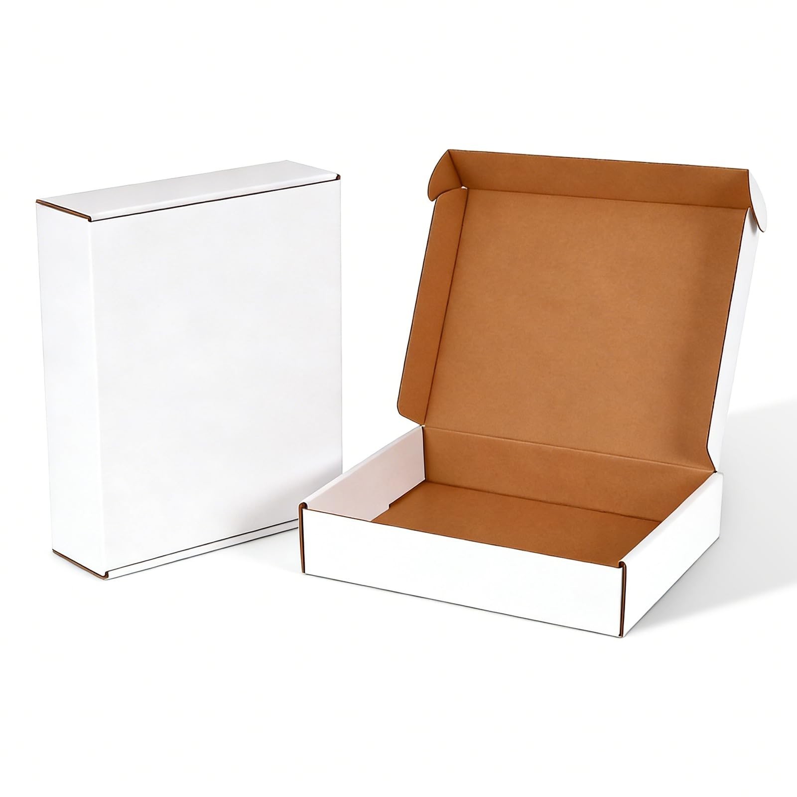 25 Pack 12x9x2 Inch White Shipping Boxes, Corrugated Cardboard Mailer Boxes f...