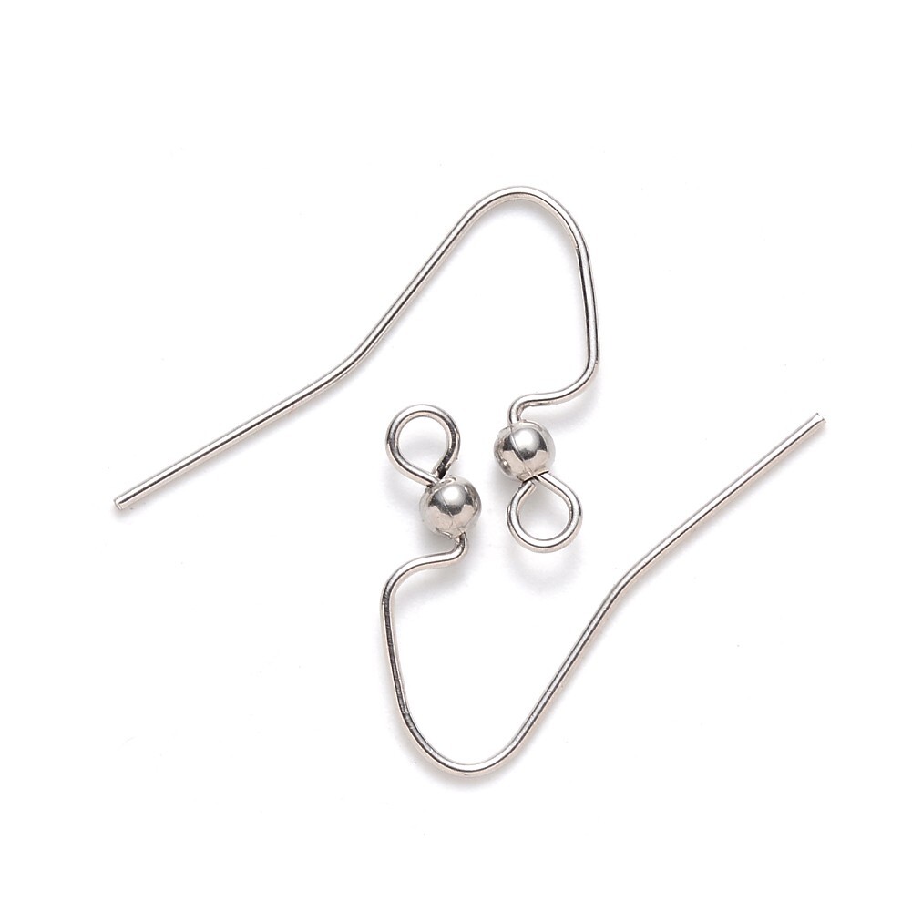 200Pcs 304 Stainless Steel Earring Hooks  Ear Wire with Horizontal Loop 17x22mm