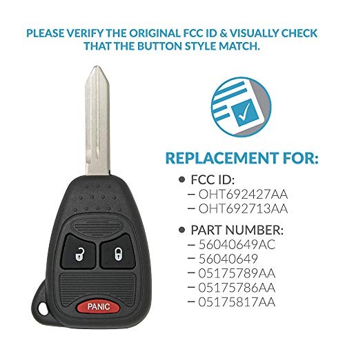 Replacement for Keyless Entry Remote Car Key Vehicles That Use 3 Button