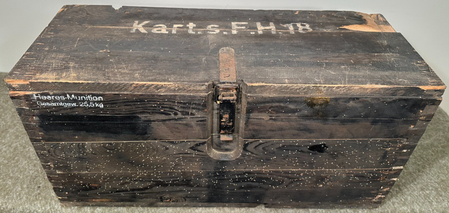 WW2 German Ammo Box Kart.s.F.H.18 Heeres-Munition 1944 WaA Marked Paper label