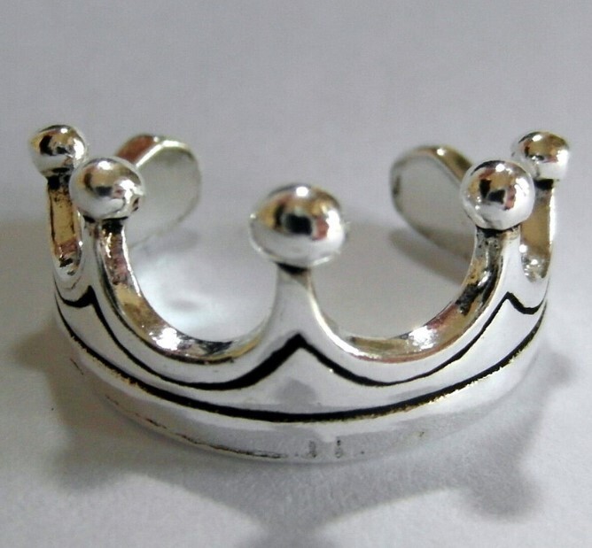 925 Sterling Silver Solid Metal Women's Crown Classy Adjustable Toe Ring