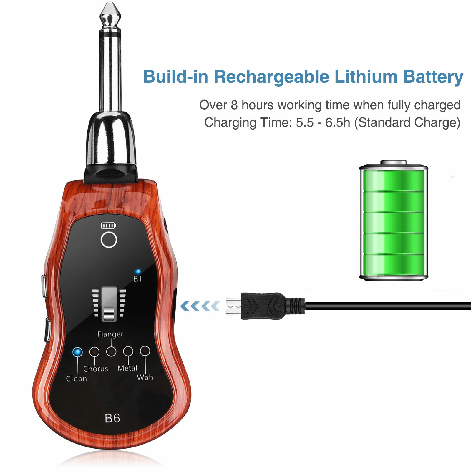 5 in 1 Portable Guitar Effect Pedal Training Synthesizer with 5 Effect Bluetooth