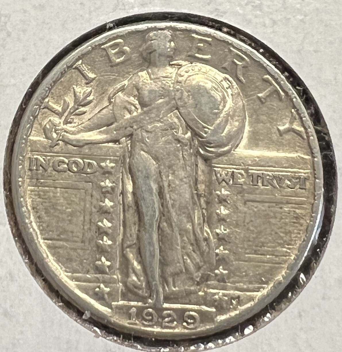 1929 STANDING LIBERTY  SILVER QUARTER ALMOST UNCIRCULATED  ACTUAL COIN #6152