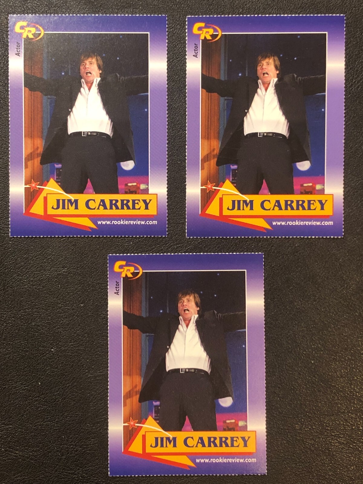 (3)x Jim Carrey Actor 2003 Celebrity Review Magazine #7 Movie Trading Cards