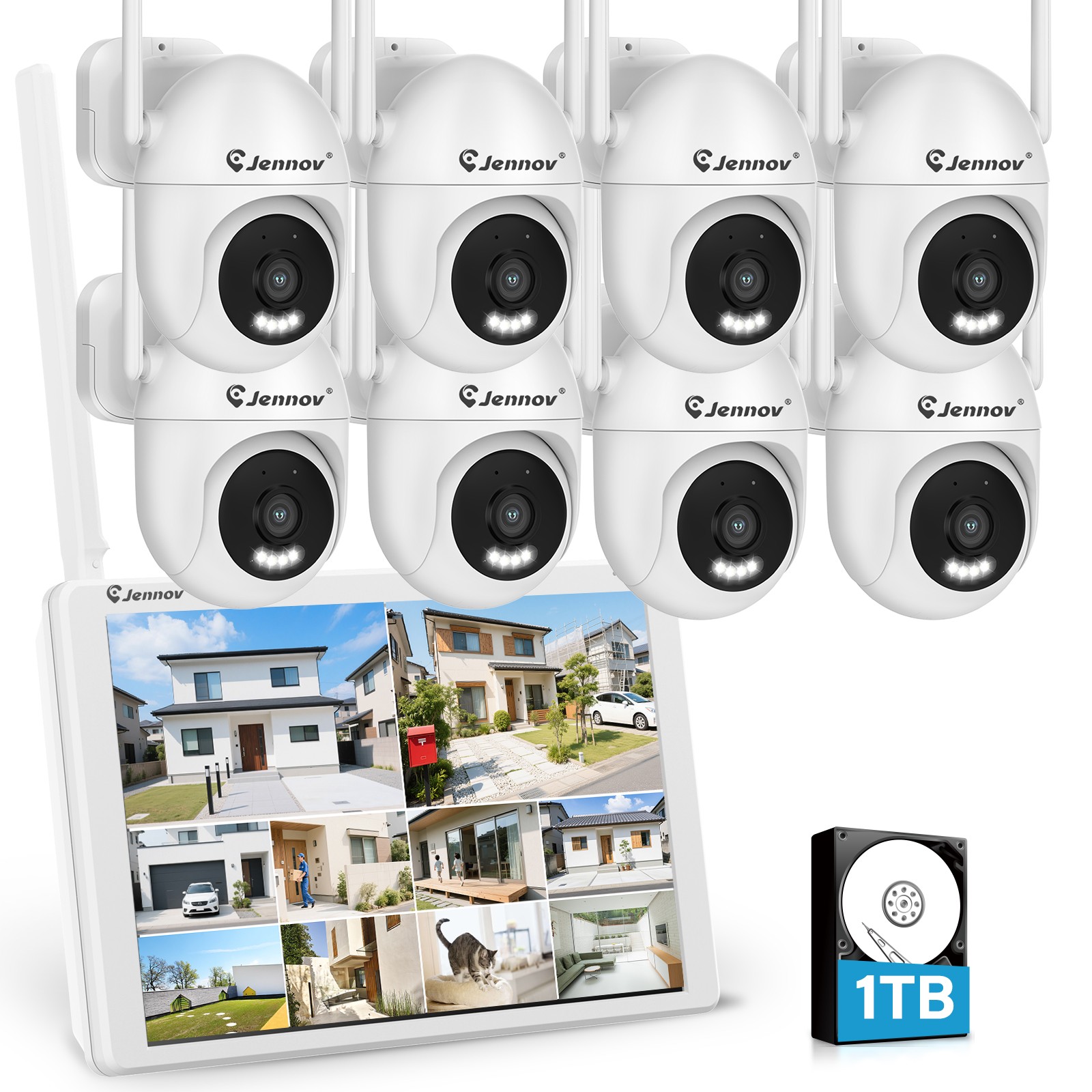5MP WIFI Home IP Camera System Alert Monitor Night Vision Waterproof 8X Camera