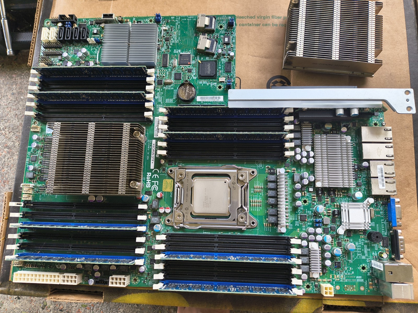 Supermicro X9DRW-3TF+ Dual LGA 2011 DDR3 Motherboard W/Risers, 2 X E5-2620, 48gb