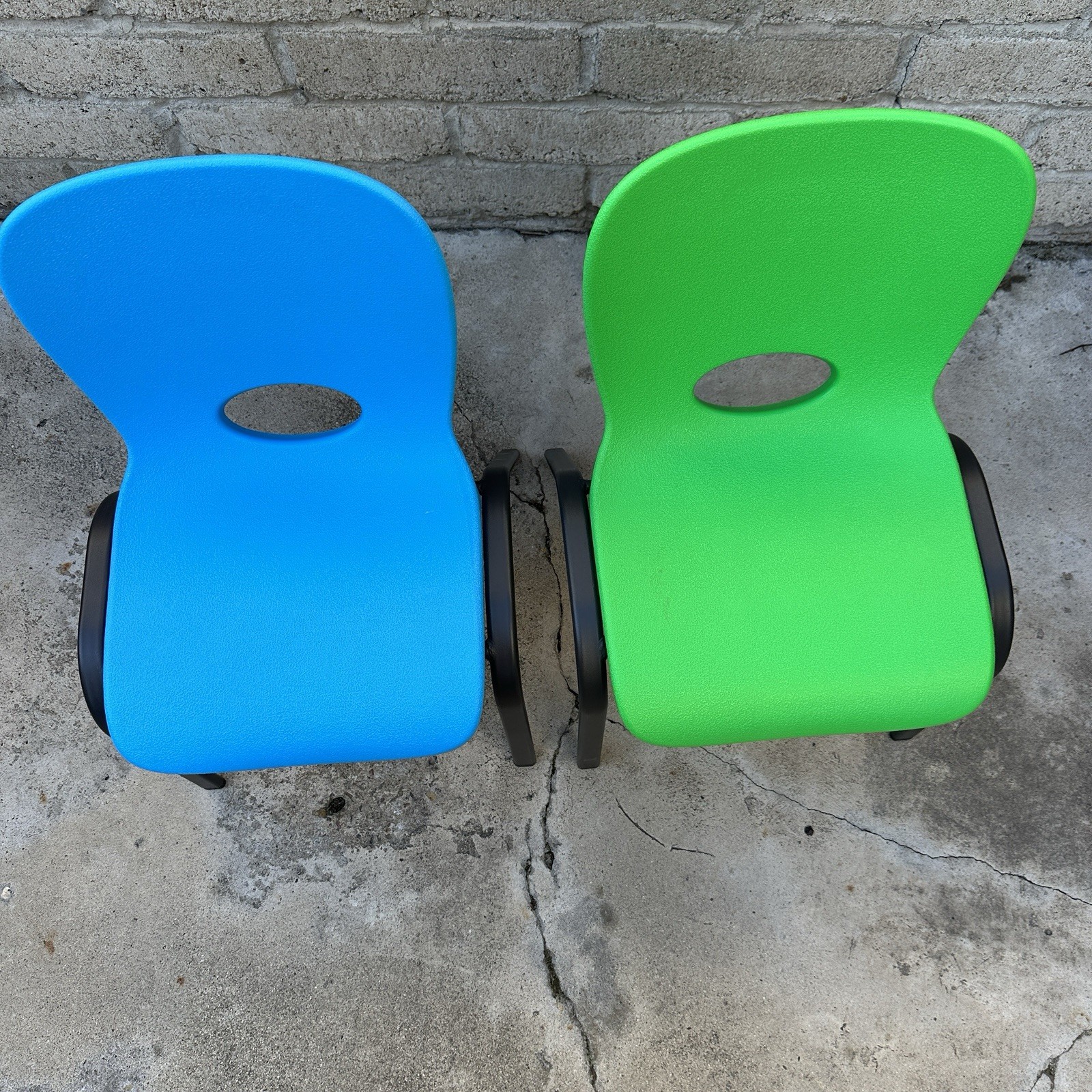 Lifetime 2X Kids Stacking Chair (Two Count), One Green, One Blue - Handle/Hole