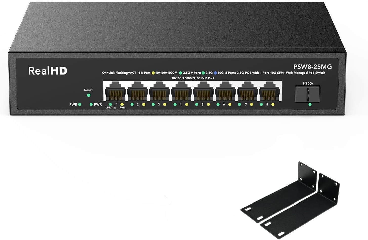 8 Port 2.5G Gigabit PoE Web Managed Switch w/10G SFP IEEE 802.3af/at 135W