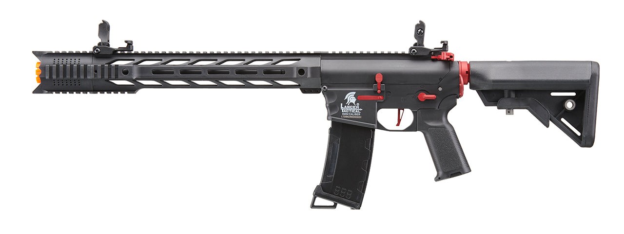 Lancer Tactical Gen 3 M4 SPR Interceptor Airsoft AEG Rifle Gun with Red Accents