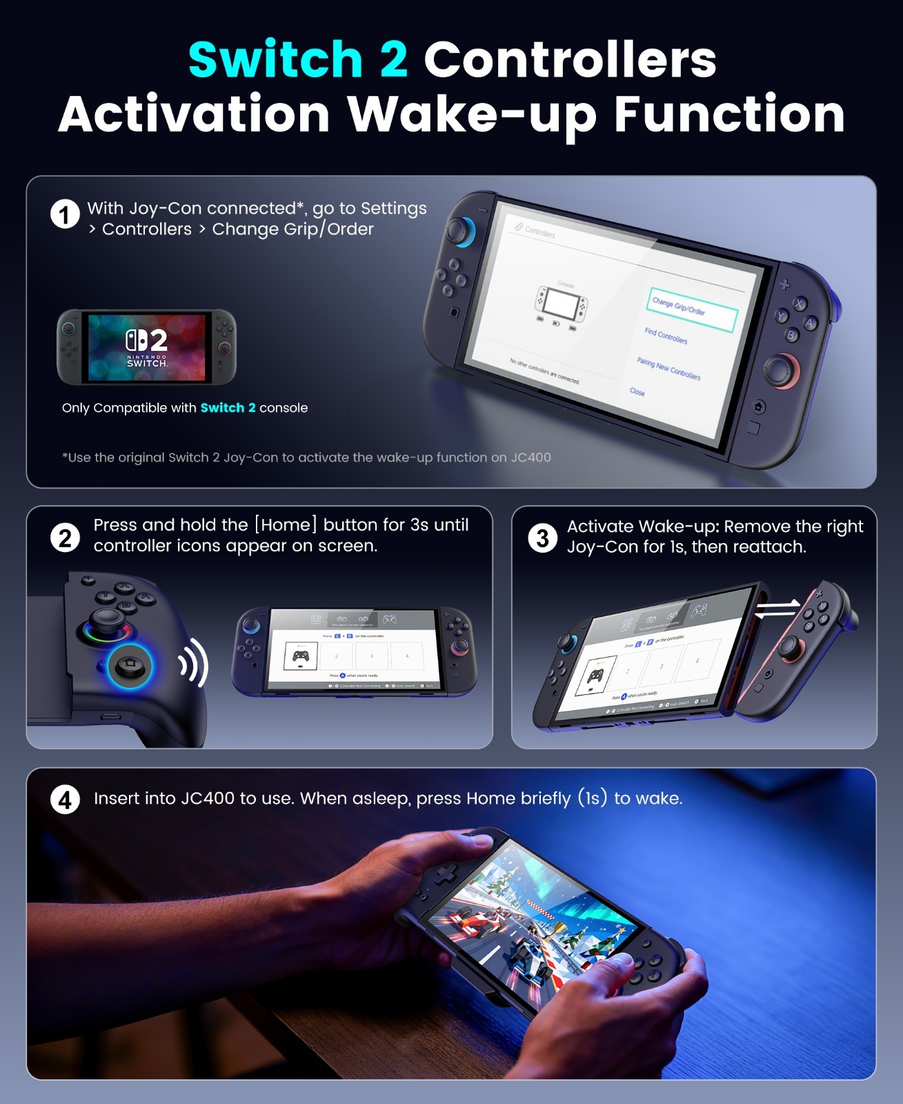 Wireless Handheld Grip Switch 2 Joycon Controller Gamepad for Nintendo Switch 2