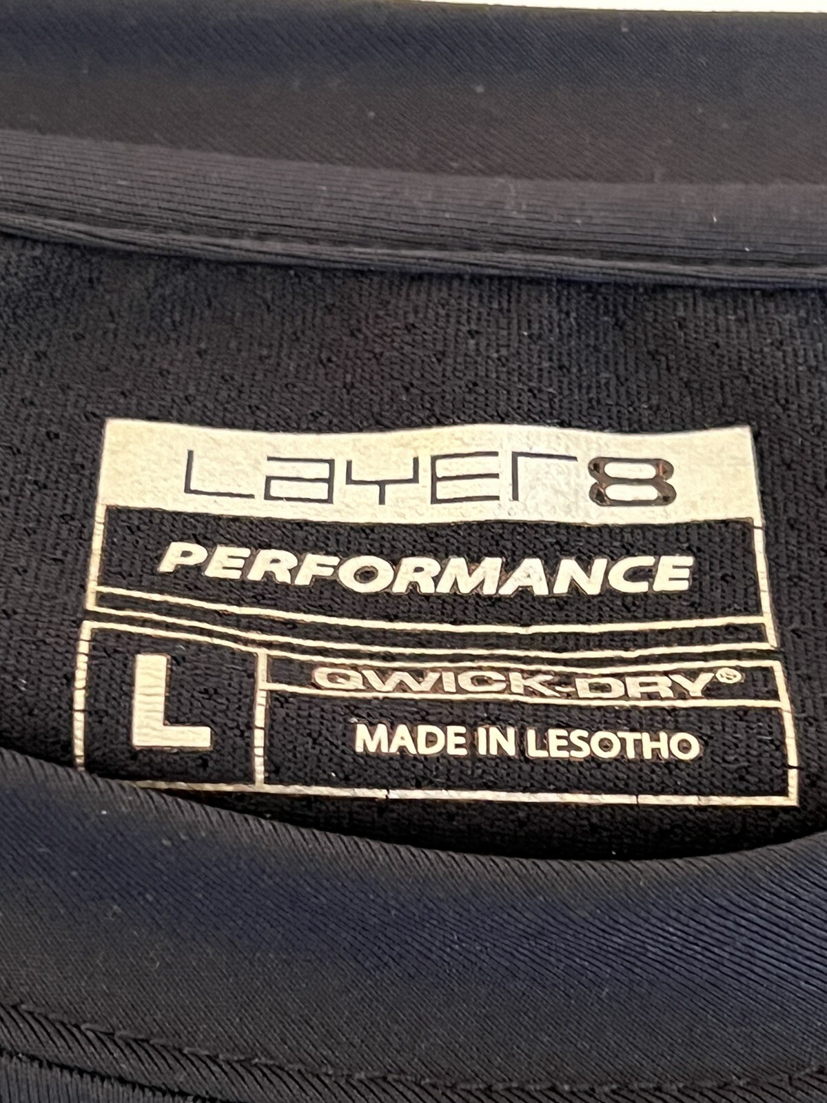 Layer8 Pair Quik-Dry Tees, One Black, One Gray, Large, Preowned