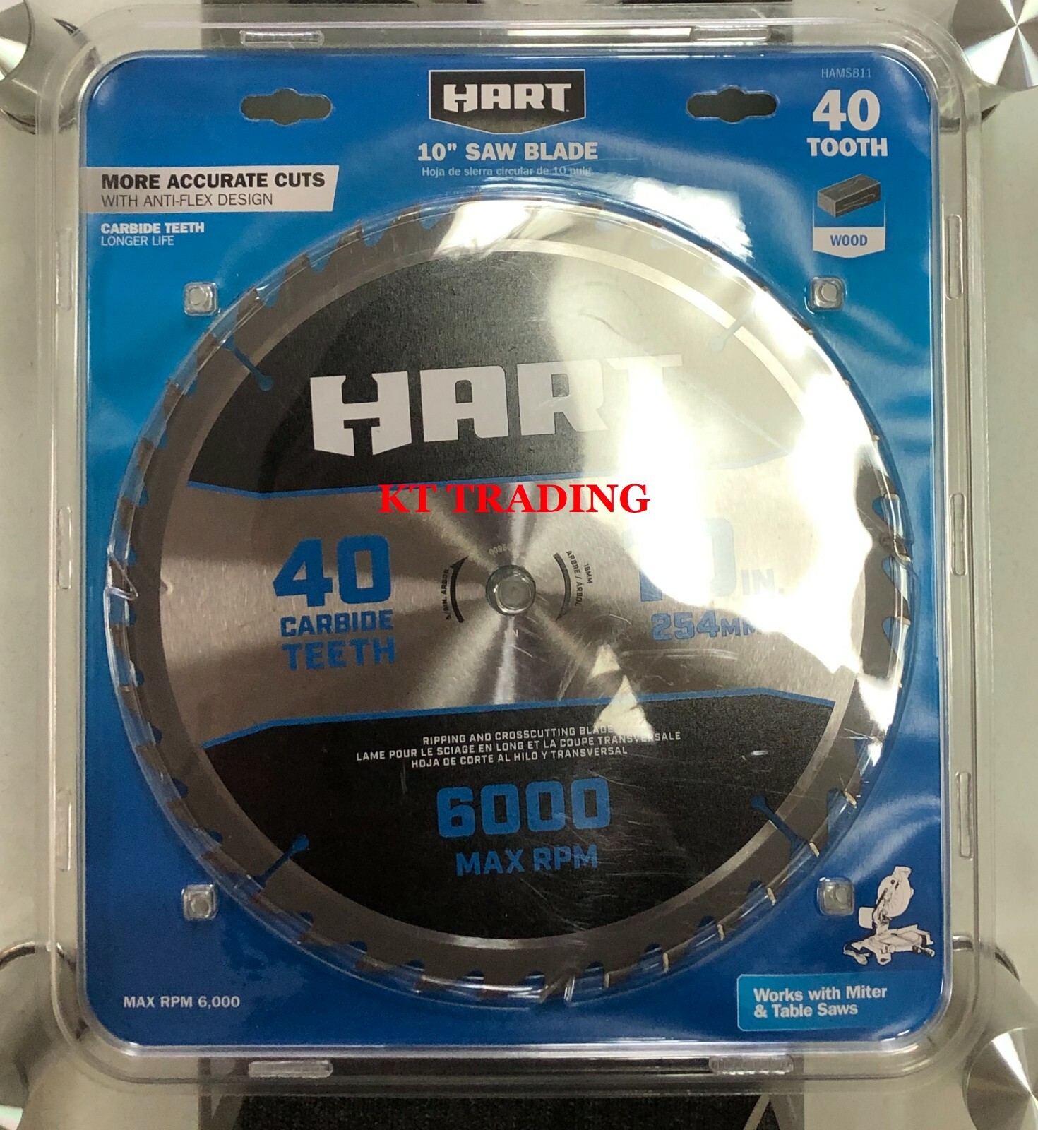 HART 10-Inch 40-Carbine Teeth Anti-Flex SAW BLADE ~ 6000-RPM ~ 5/8" Arbor