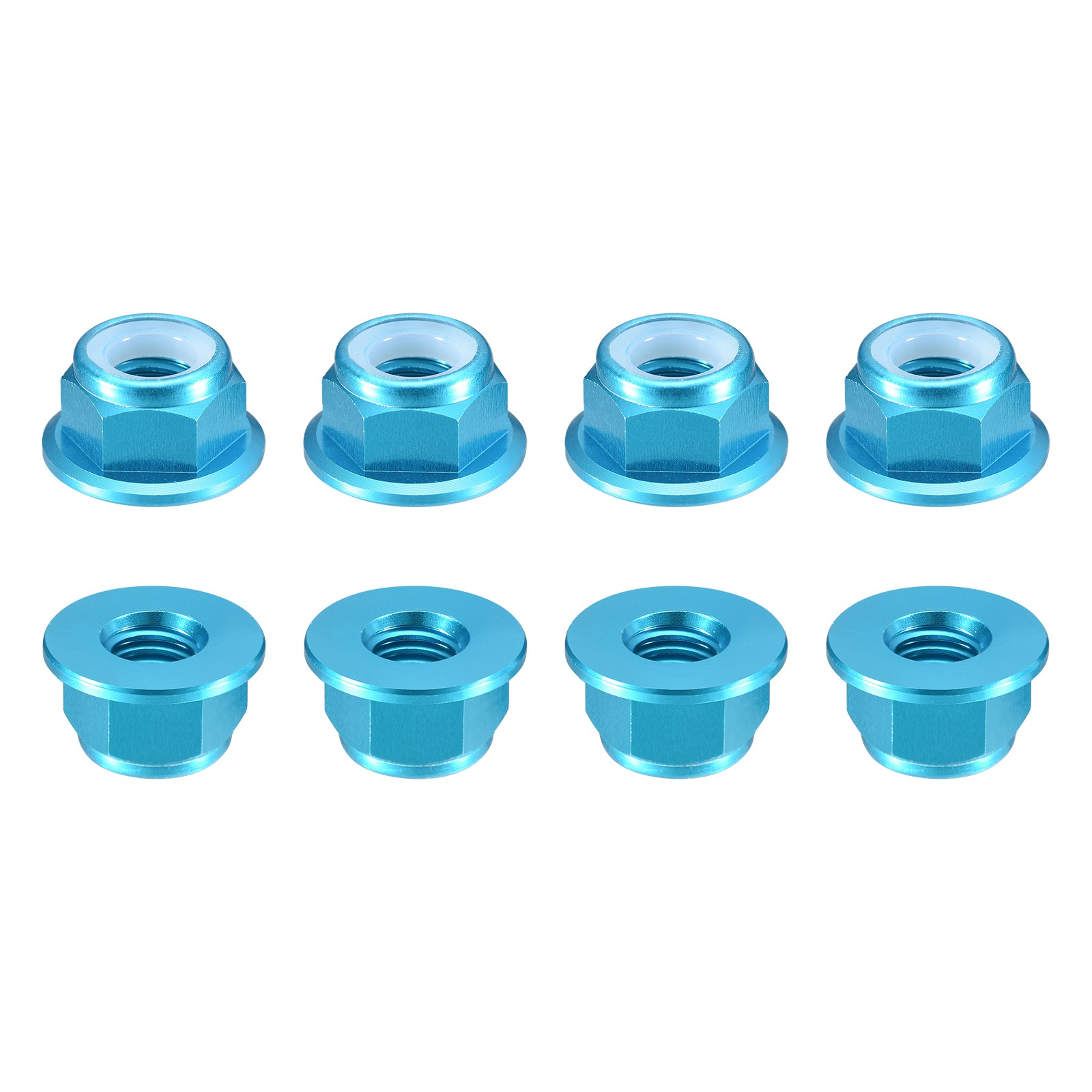 Nylon Insert Hex Lock Nuts, 8pcs - M4x0.7mm Self-Locking Nut(Sky Blue)