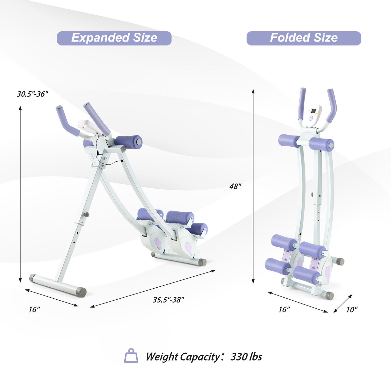Ab Machine Foldable Core & Abdominal Workout Trainer Cruncher Adjustable Heights