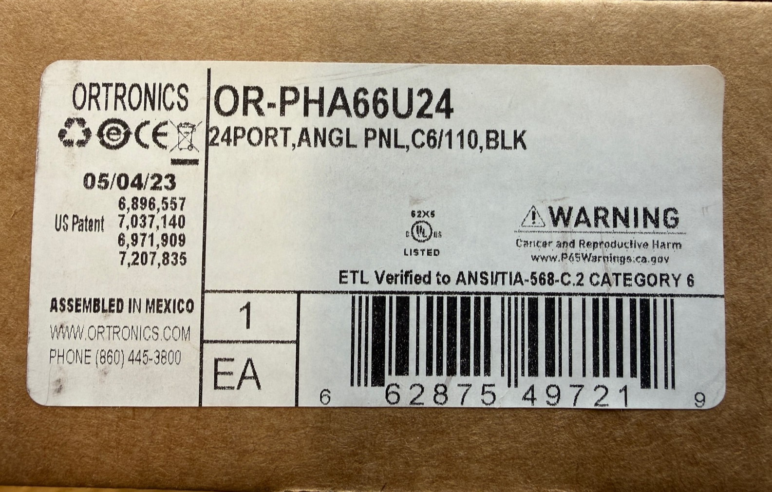 ORTRONICS OR-PHA66U24 Clarity 6 Angled 24-Port Category 6 Patch Panel