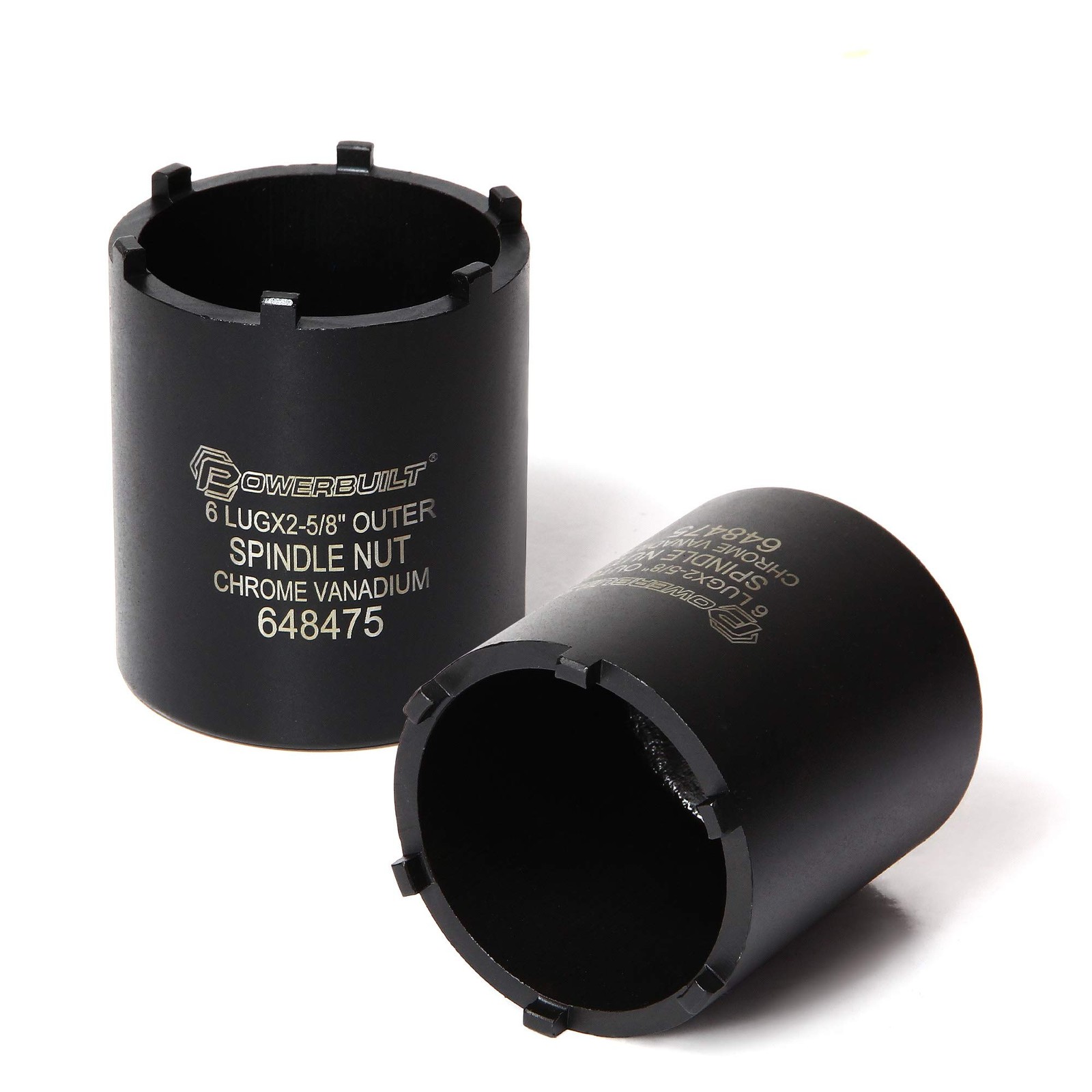 Powerbuilt 648475 Spindle Nut Socket, Six Outer Black, 6-Lug, 2-5/8" Outer