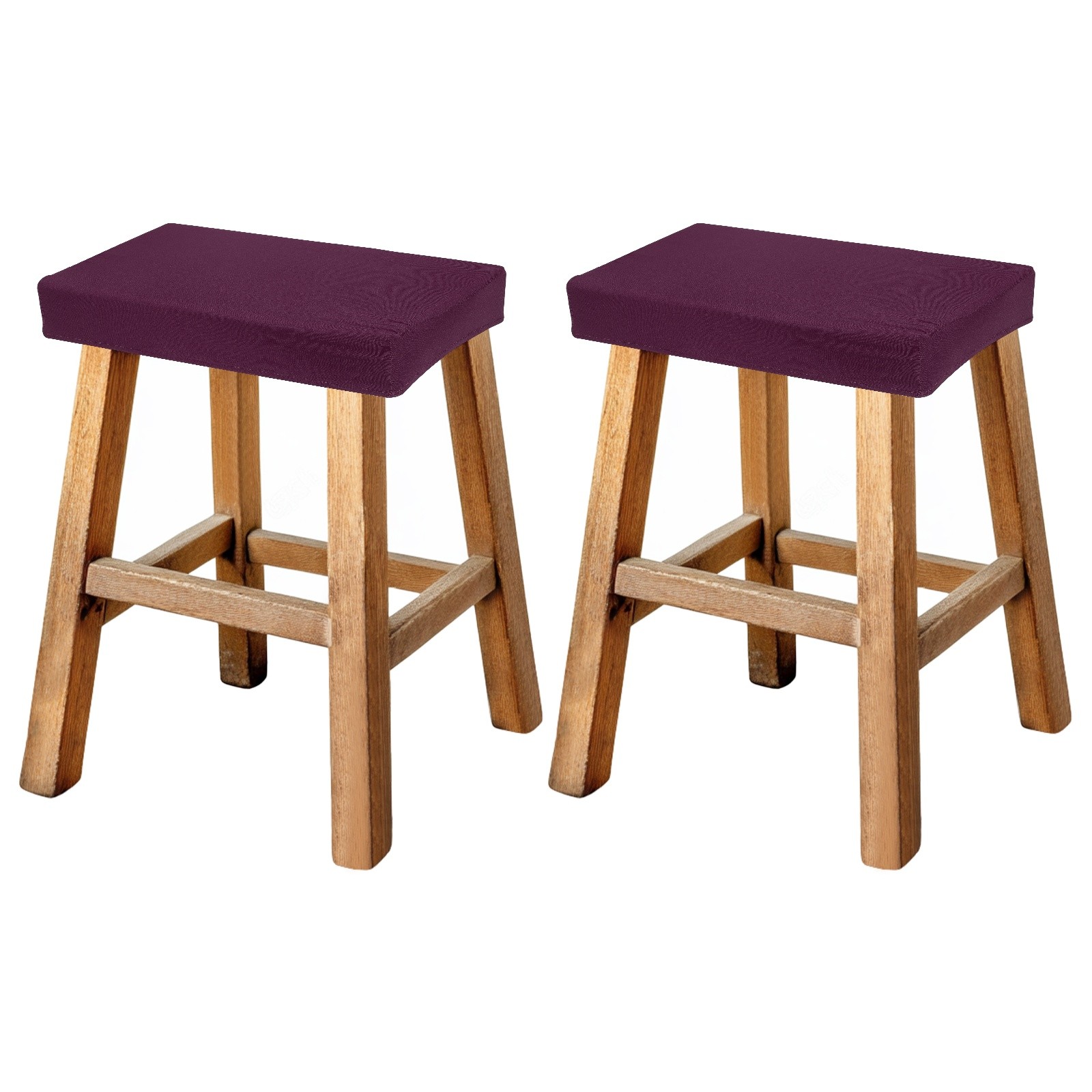 Bar Stool Cover Rectangle, Stretch Barstool Slipcover(Dark Purple, 2Pcs)